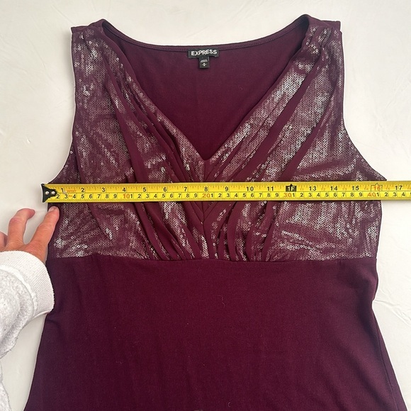 Express merlot rhinestone embellished sleeveless stretch top - Picture 8 of 13
